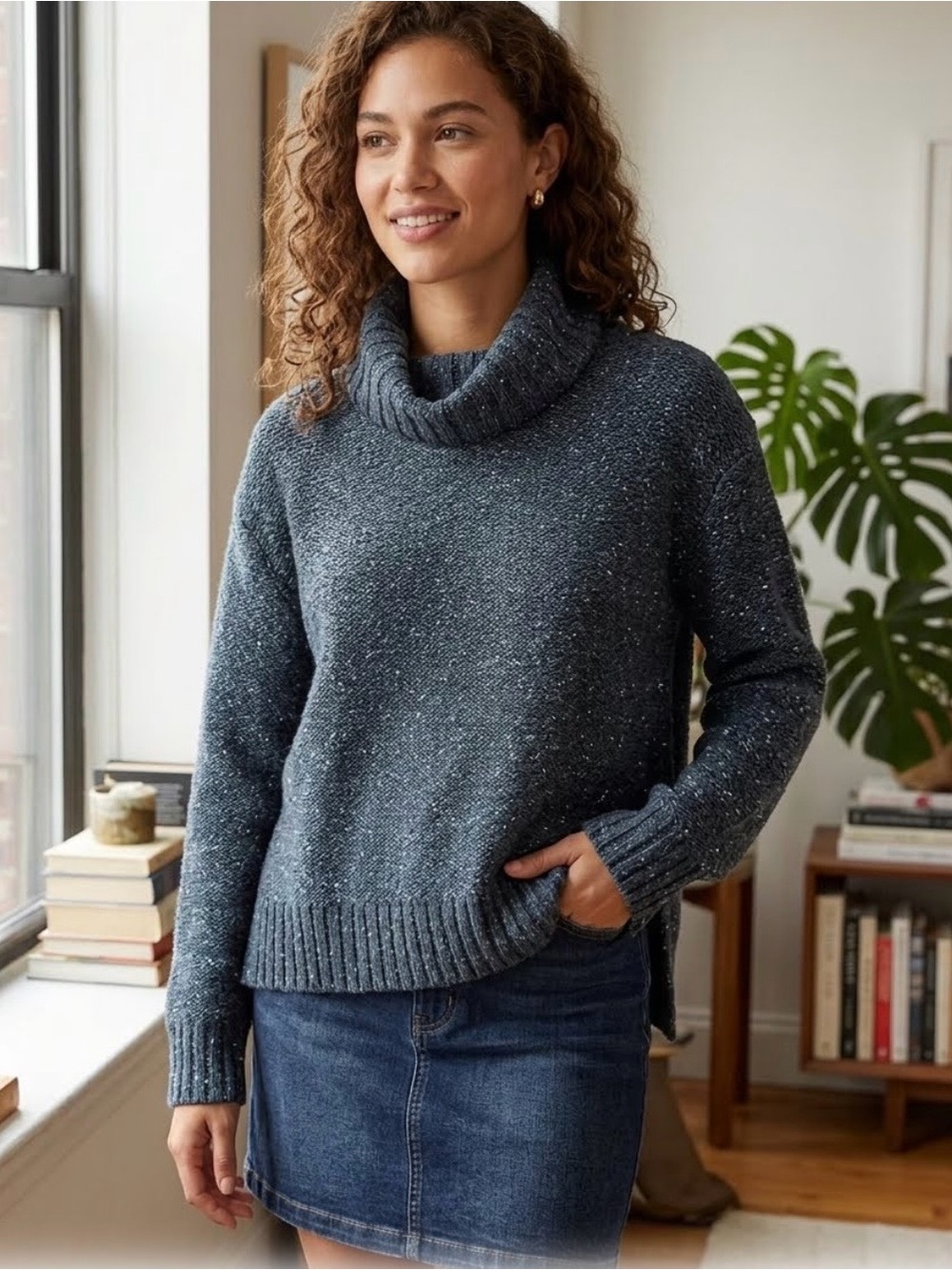 Madewell Speckled Charcoal Turtleneck Sweater